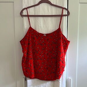 Gap Vibrant Red Floral Camisole Spaghetti Strap Tank, Size XXL